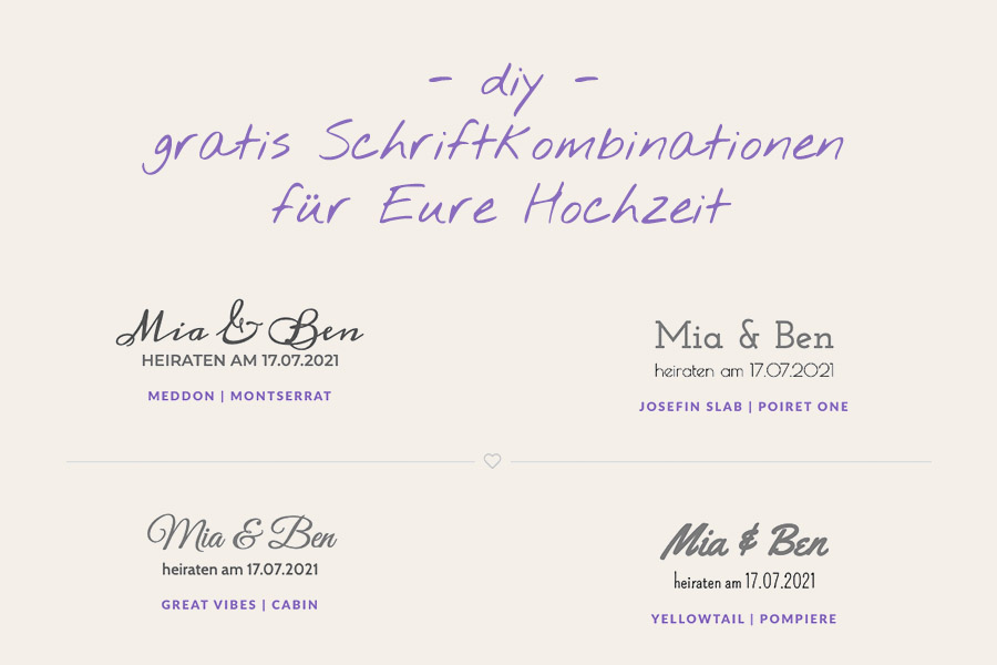 DIY Hochzeit Gratis Schriftartkombinationen Einladung